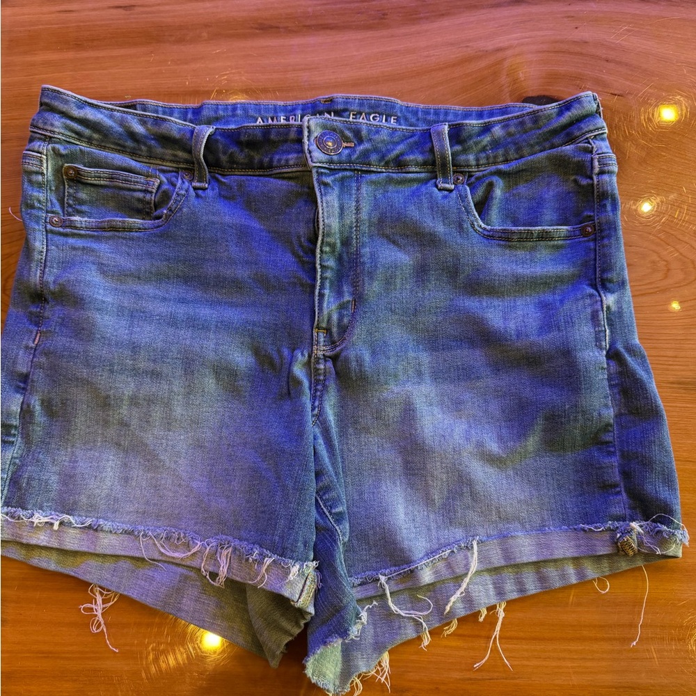 American Eagle Outfitters Women's Distressed Blue Jean Shorts